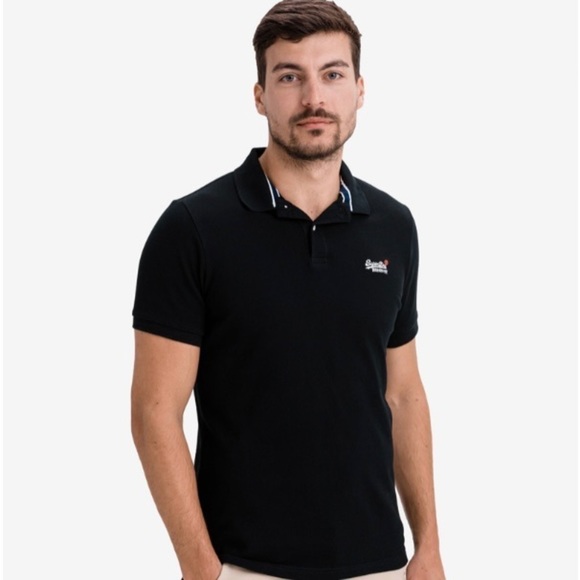 SUPERDRY Men’s Pique Short Sleeve Polo Shirt in Black Size XXL NWT - Picture 3 of 9
